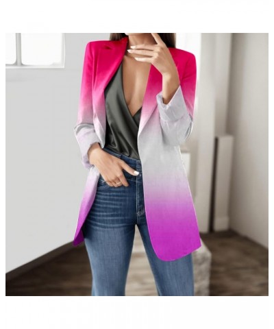 2023 Womens Casual Blazers Open Front Long Sleeve Lapel Collar Suit Jackets Plus Size Color Block Work Office Jacket Coat 05-...