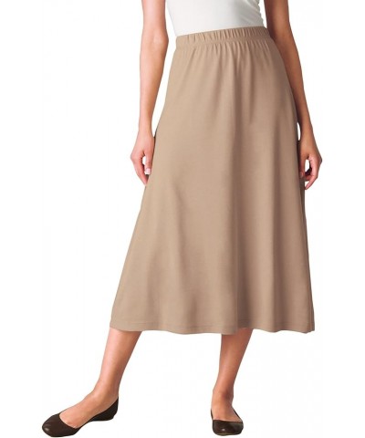 Women's Plus Size 7-Day Knit A-Line Skirt New Khaki $17.22 Skirts