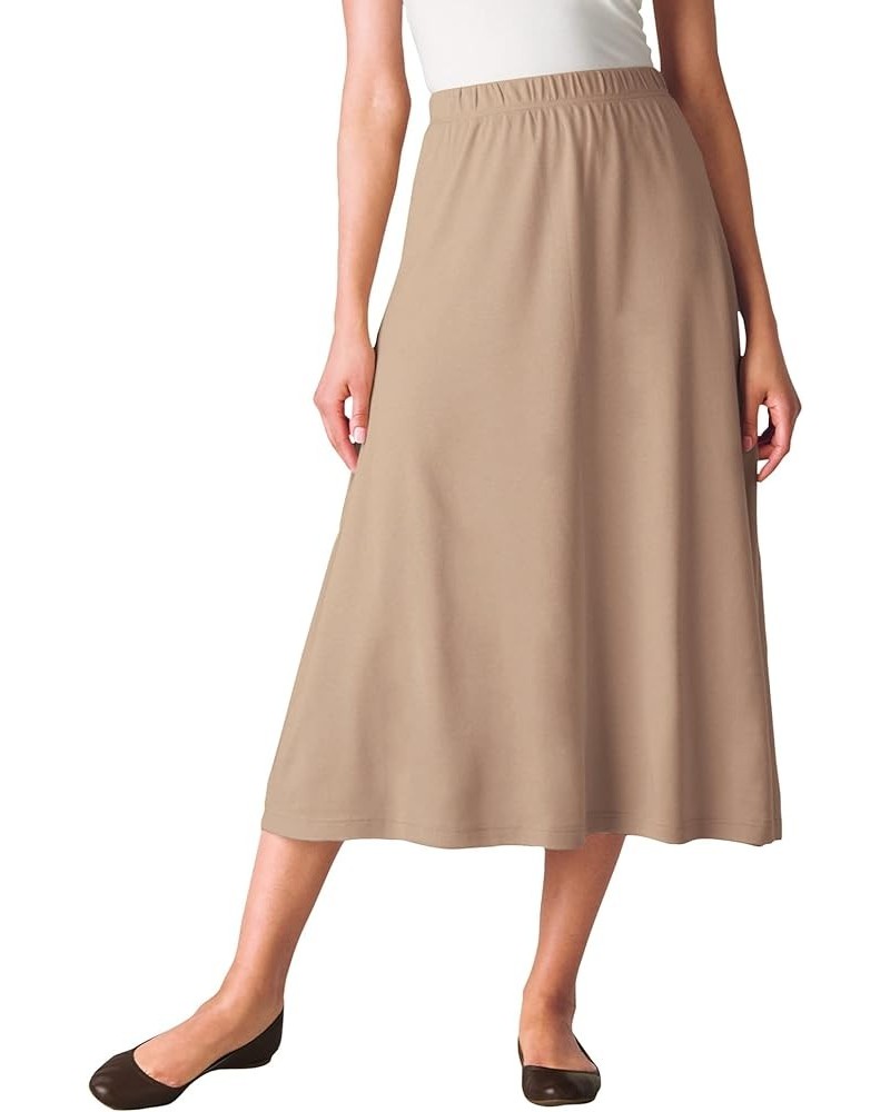 Women's Plus Size 7-Day Knit A-Line Skirt New Khaki $17.22 Skirts