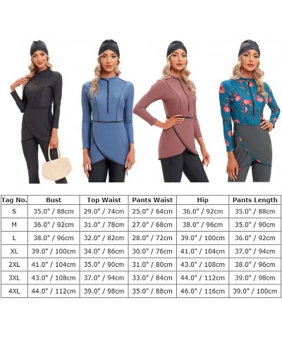 Women Muslim Swimwear Burkini Swimsuits Modest Fully Cover Swimsuits Swimming Top Pants Hijab Islamic ​Bathing Suit Gray - Lo...