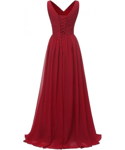 V Neck Bridesmaid Dresses for Wedding 2024 Long Pleated Chiffon Slit Prom Formal Gowns Coral $39.00 Dresses