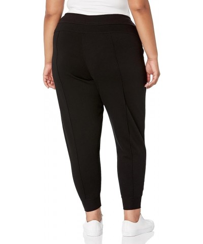 Women's Plus Size Embroidered Logo Pintuck Jogger Black $10.32 Activewear