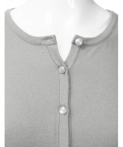 Women's Crewneck Button Down Long Sleeve Cropped Cardigan Sweater (S-XL) Esw006_lightgrey $13.33 Sweaters