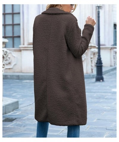 Lapel Fuzzy Cardigan Overcoat for Women Fleece Long Sleeve Jackets Womens OverSize Coat Fall Winter Sweater A-coffee $19.37 C...