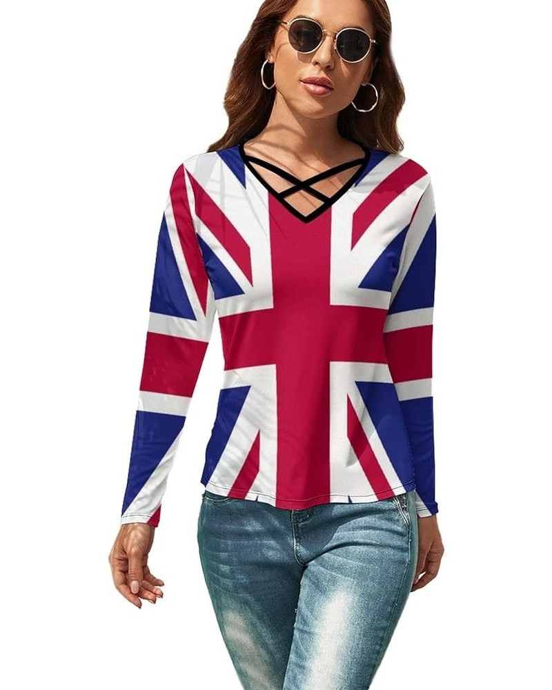 British Flag Long-Sleeved T-Shirt Women Sweatshirts Print Hoodie Autumn Long Sleeve Tops S X-Large White-6 $13.20 Hoodies & S...