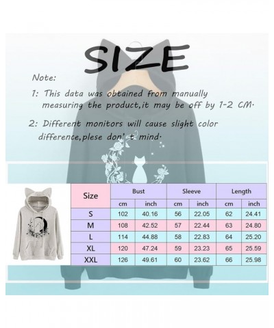 Women Oversized Hoodies Casual Sweatshirts Autumn Winter Cat Printed Long Sleeve Streetwear with Pocket H-beige $9.43 Hoodies...