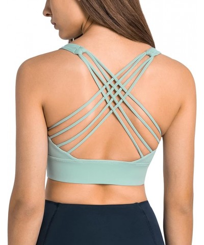 Sports Bras for Women - Activewear Strappy Padded Workout Yoga Tops Bra Icy Green $15.38 Lingerie