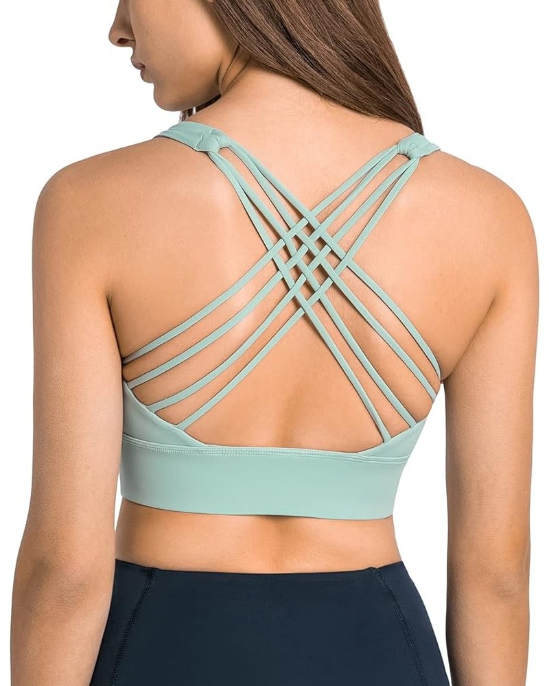 Sports Bras for Women - Activewear Strappy Padded Workout Yoga Tops Bra Icy Green $15.38 Lingerie