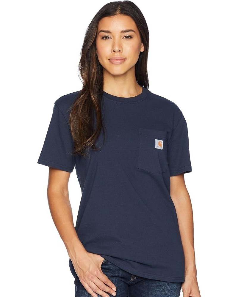 Women's Loose Fit Heavyweight Short-Sleeve Pocket T-Shirt Closeout Navy $11.99 Tops