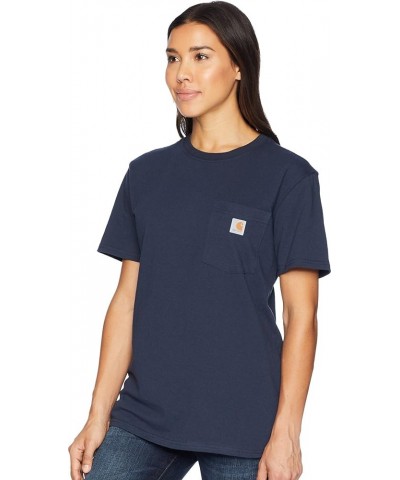 Women's Loose Fit Heavyweight Short-Sleeve Pocket T-Shirt Closeout Navy $11.99 Tops