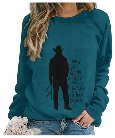 Fall Women's Novelty Sweatshirts Long Sleeve Western Girls City Pullover for Women Crewneck Casual Loose Clothes Tops Blue $1...