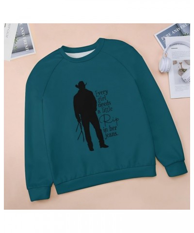 Fall Women's Novelty Sweatshirts Long Sleeve Western Girls City Pullover for Women Crewneck Casual Loose Clothes Tops Blue $1...