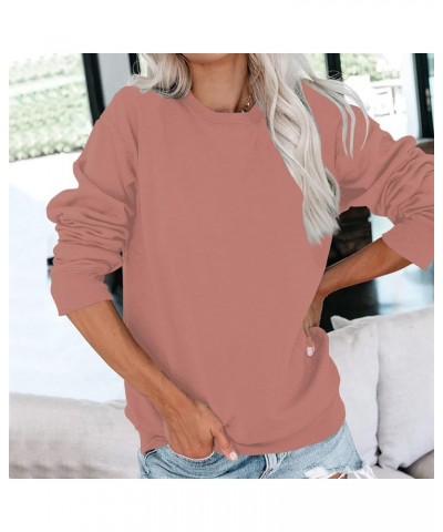 Womens Fall Fashion 2023,Womens Dressy Solid Crewneck Sweatshirt Oversized Long Sleeve Pullover Casual Outfit Clothes 5-vermi...