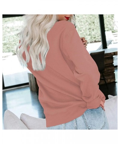 Womens Fall Fashion 2023,Womens Dressy Solid Crewneck Sweatshirt Oversized Long Sleeve Pullover Casual Outfit Clothes 5-vermi...