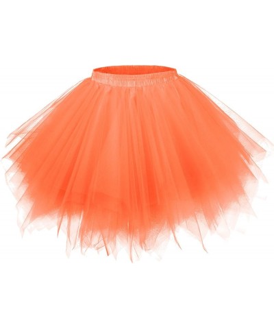 Women's 1950s Vintage Petticoats Bubble Tutu Dance Half Slip Skirt Orange $18.47 Skirts