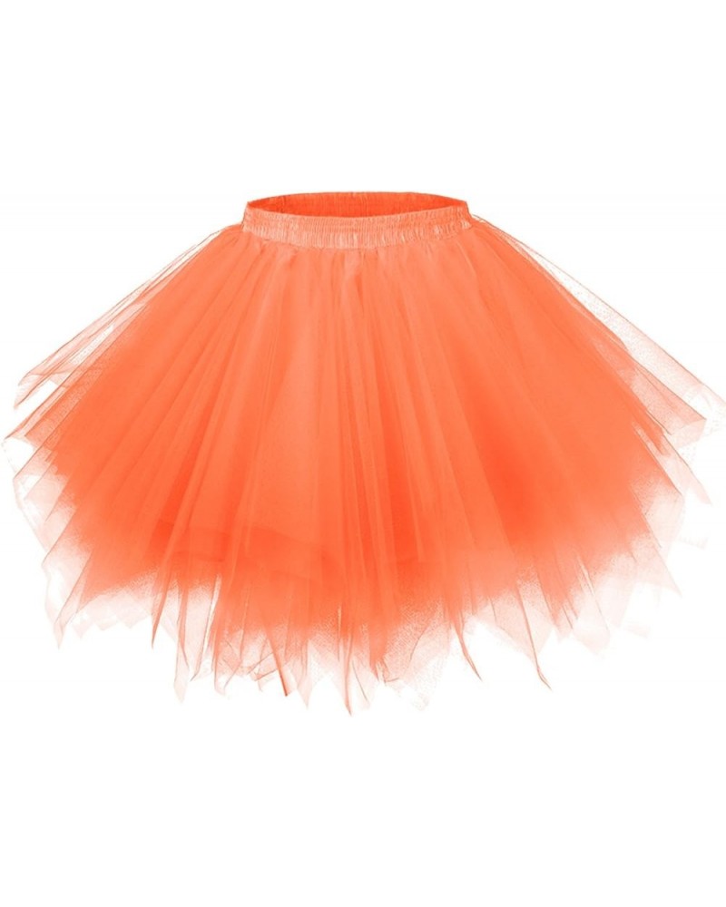 Women's 1950s Vintage Petticoats Bubble Tutu Dance Half Slip Skirt Orange $18.47 Skirts