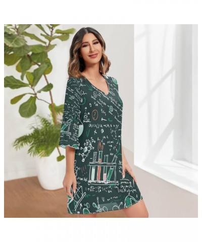 Hippie Peace Sign Love Floral Women's Casual Chiffon Mini Dress 3/4 Sleeve V Neck Multicolored 9 $18.98 Dresses