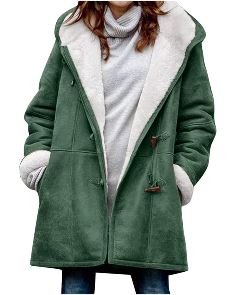 Plus Size Winter Coats for Women 2023 Warm Fleece Lined Distressed Jackets Hooded Parka Faux Suede Pea Coat Outerwear 18-gree...