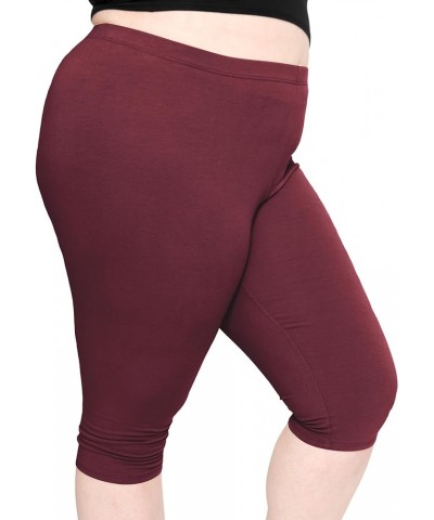 Oh So Soft Women's Plus Size Knee Length and Full Length Leggings | X-Large - 7X Knee Length Burgundy $12.00 Others