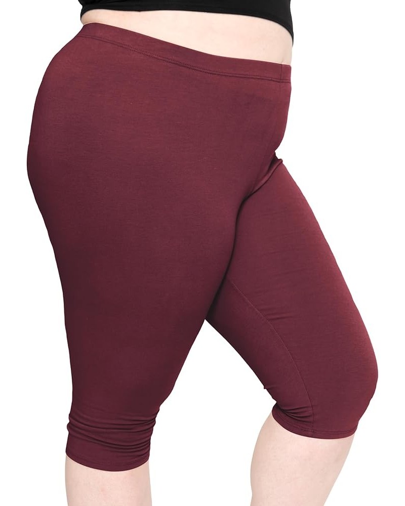 Oh So Soft Women's Plus Size Knee Length and Full Length Leggings | X-Large - 7X Knee Length Burgundy $12.00 Others