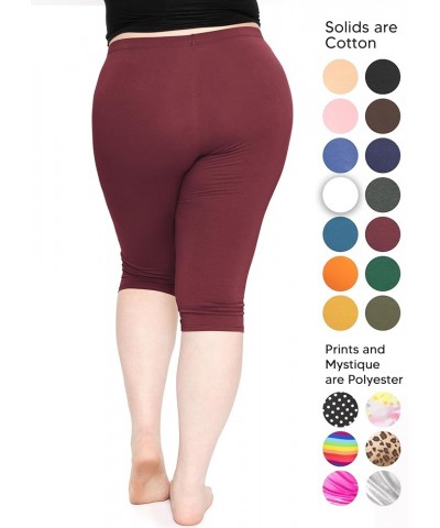 Oh So Soft Women's Plus Size Knee Length and Full Length Leggings | X-Large - 7X Knee Length Burgundy $12.00 Others