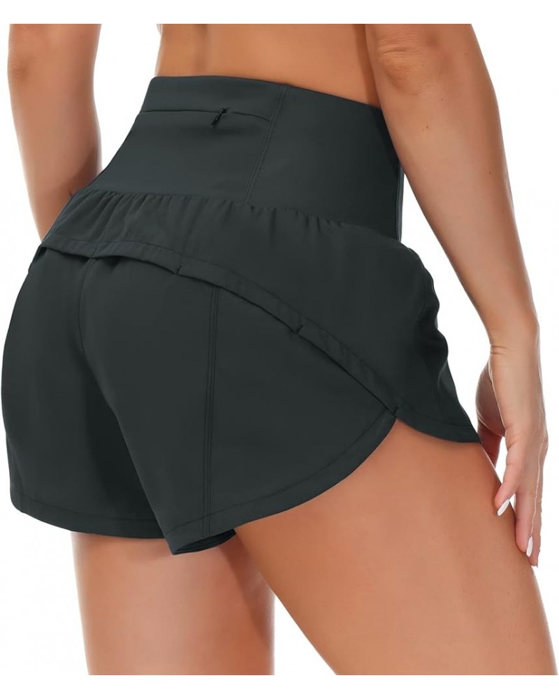 Womens High Waisted Running Shorts Quick Dry Athletic Workout Shorts with Mesh Liner Zipper Pockets Charcoal Grey $15.50 Acti...