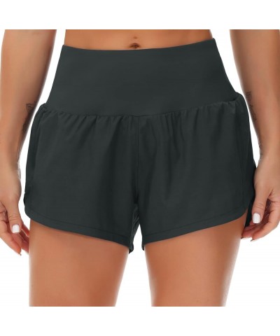 Womens High Waisted Running Shorts Quick Dry Athletic Workout Shorts with Mesh Liner Zipper Pockets Charcoal Grey $15.50 Acti...