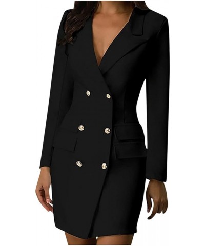 Women Suit Coat Fashion Puff Long Sleeve Print Pocket Business Casual Blazer Skirt Suit Shawl Collar Tunic Jacket New D-black...