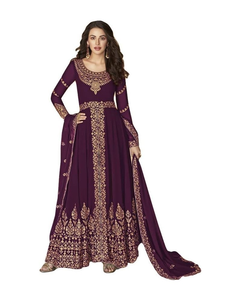 Ready to Wear Indian/Pakistani Ethnic Wear Bollywood Party/Wedding Wear Long Anarkali for Womens Purple $30.10 Suits