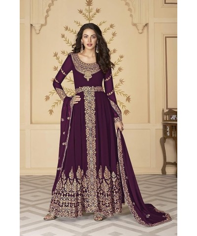 Ready to Wear Indian/Pakistani Ethnic Wear Bollywood Party/Wedding Wear Long Anarkali for Womens Purple $30.10 Suits