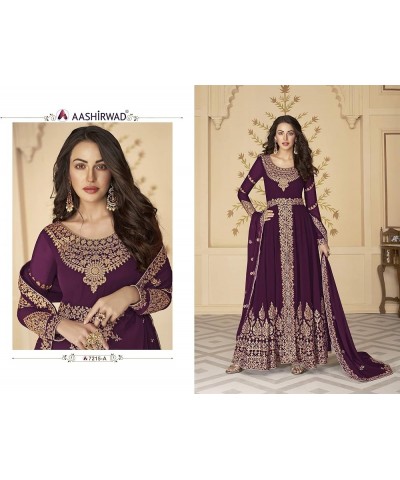 Ready to Wear Indian/Pakistani Ethnic Wear Bollywood Party/Wedding Wear Long Anarkali for Womens Purple $30.10 Suits