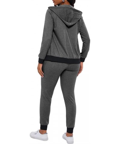 Two Piece Outfits For Women Long Sleeve Zip Up Hoodie Jacket Sweatsuits Jogging Suits Casual Tracksuit Sets 6462 Dark Grey $1...