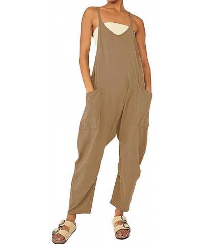 Casual Jumpsuit for Women Wide Leg Jumpsuit with Pockets Sleeveless Loose Baggy Jumpsuits for Women Dressy Overalls Khaki $11...