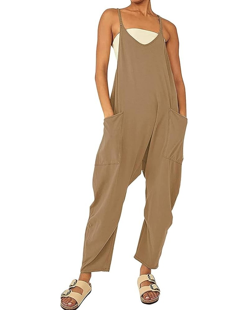 Casual Jumpsuit for Women Wide Leg Jumpsuit with Pockets Sleeveless Loose Baggy Jumpsuits for Women Dressy Overalls Khaki $11...