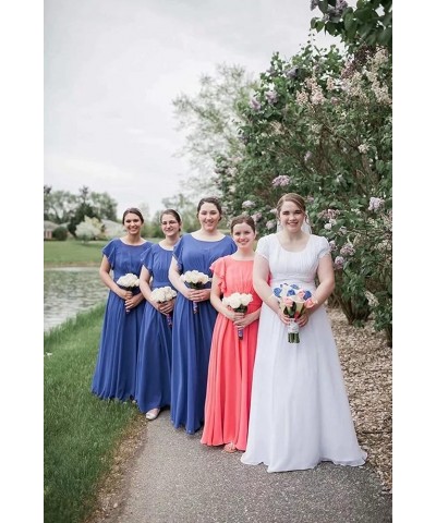 Ruffle Sleeves Bridesmaid Dresses Long Chiffon Prom Formal Evening Dresses for Women with Pockets Navy Blue $30.00 Dresses