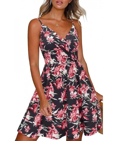 Women's Summer Dress Floral Spaghetti Strap Sleeveless V-Neck Casual Swing Sundress with Pockets Floral 31 $17.39 Dresses