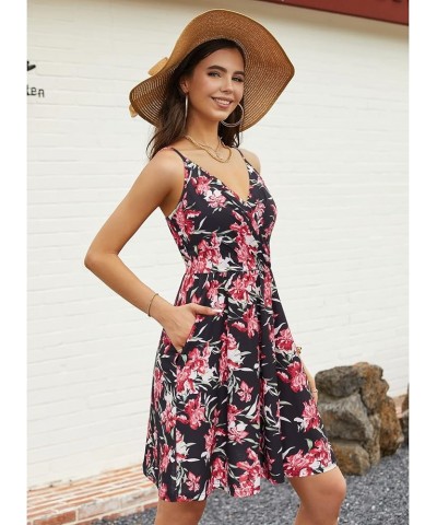 Women's Summer Dress Floral Spaghetti Strap Sleeveless V-Neck Casual Swing Sundress with Pockets Floral 31 $17.39 Dresses