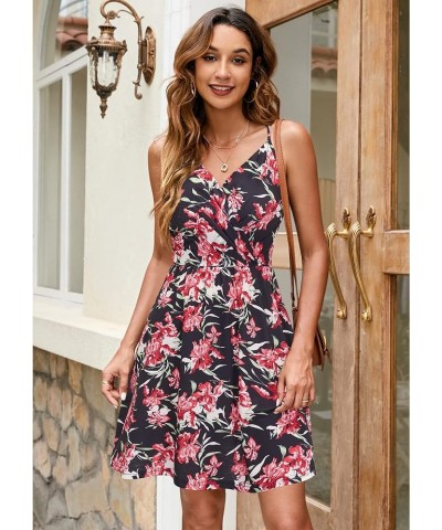 Women's Summer Dress Floral Spaghetti Strap Sleeveless V-Neck Casual Swing Sundress with Pockets Floral 31 $17.39 Dresses