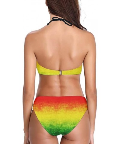 Women's Two Pieces Bikini Sets Halter Top Swimsuit Bathing Suits with Adjustable Spaghetti Strap Jamaica Style $11.00 Swimsuits