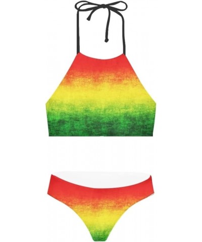 Women's Two Pieces Bikini Sets Halter Top Swimsuit Bathing Suits with Adjustable Spaghetti Strap Jamaica Style $11.00 Swimsuits