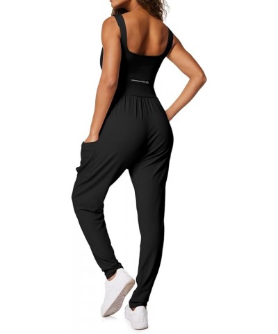 Jumpsuits for Women Casual Summer Rompers Sleeveless Loose Strap Baggy Overalls Jumpers with Pockets Black $18.48 Jumpsuits