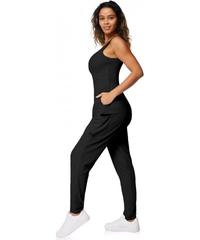 Jumpsuits for Women Casual Summer Rompers Sleeveless Loose Strap Baggy Overalls Jumpers with Pockets Black $18.48 Jumpsuits