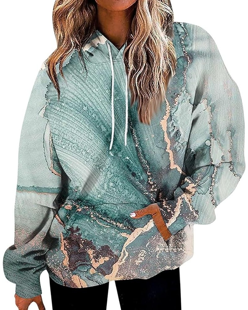 Hoodies For Women,Women's Fashion Tie Dye Hooded Pullover Oversized Casual Comfy Drawstring Sweatshirt With Pockets 3-sky Blu...