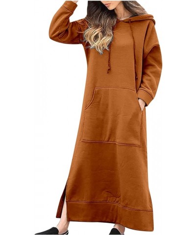 Plus Size Sweater Skirt Womens with Pockets Winter Split Long Sleeve Hoodies Sweatshirts Casual Drawstring Long Dress Orange ...