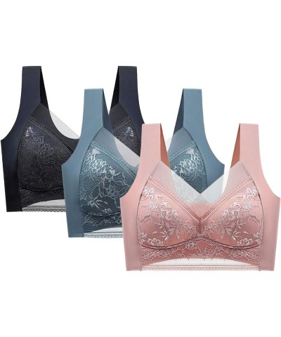 3Pc Comfortable Daisy Bra for Seniors 2024 New Comfortable Front Closure Button Cotton Bras，Full Coverage Bras for Women Z1-r...