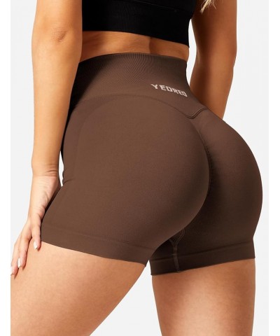 Scrunch Butt Workout Shorts Women 3.5" Seamless V Cross Waist Sport Gym Amplify Shorts 1 Caramel Brown $13.80 Activewear