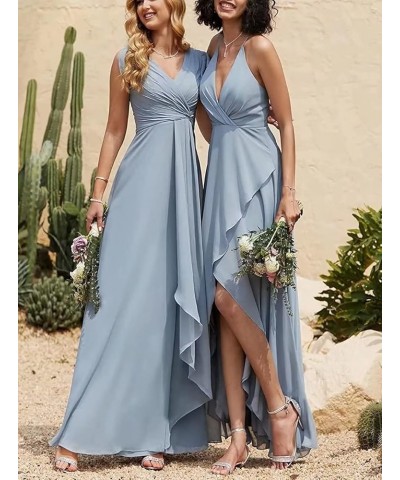 Flowy V Neck Bridesmaid Dresses Ruffle Sleeves Prom Dresses for Women Slit Chiffon Formal Dress Evening Gown Sage Green $34.0...