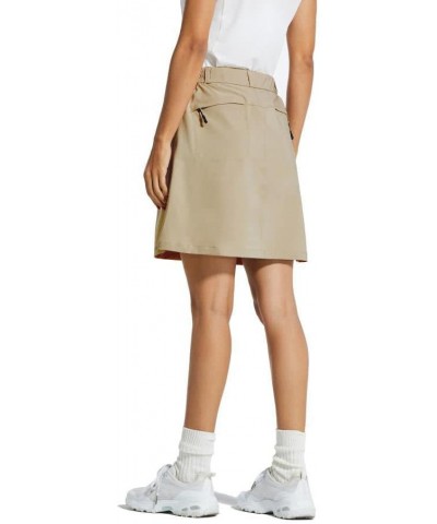 Women's 18" Skorts Skirts Casual Knee Length Long Golf Skorts with Pockets Quick Dry Skirts Summer XX-Large 18" Inseam-khaki ...