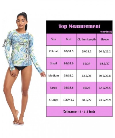 Rash Guard for Women UPF 50+ Swim Shirts Women's Sun Protection Quick Dry Swimsuits for Outdoor Diving Hiking Blue Hydrangea ...