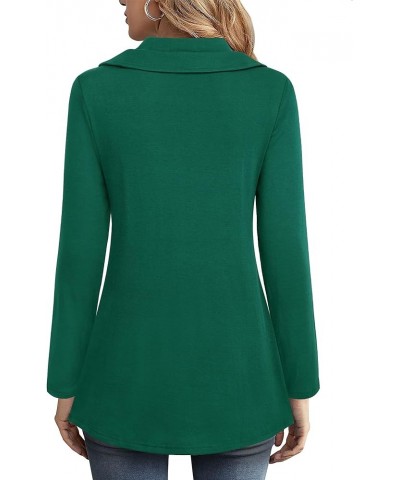 Womens Long Sleeve Tops Fall Winter Buttons Side Tulip Hem Lapel Pullover Sweatshirt Forest Green $17.10 Hoodies & Sweatshirts